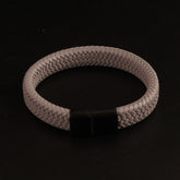 Gray Braided Leather Black Magnetic Lock Fashion Bracelet